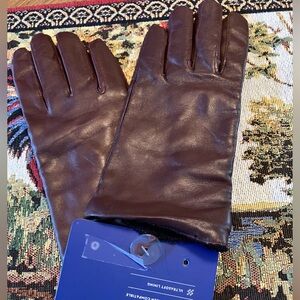 APT.9 Brown Leather Gloves Size Large Touch Screen Compatible Style 16511